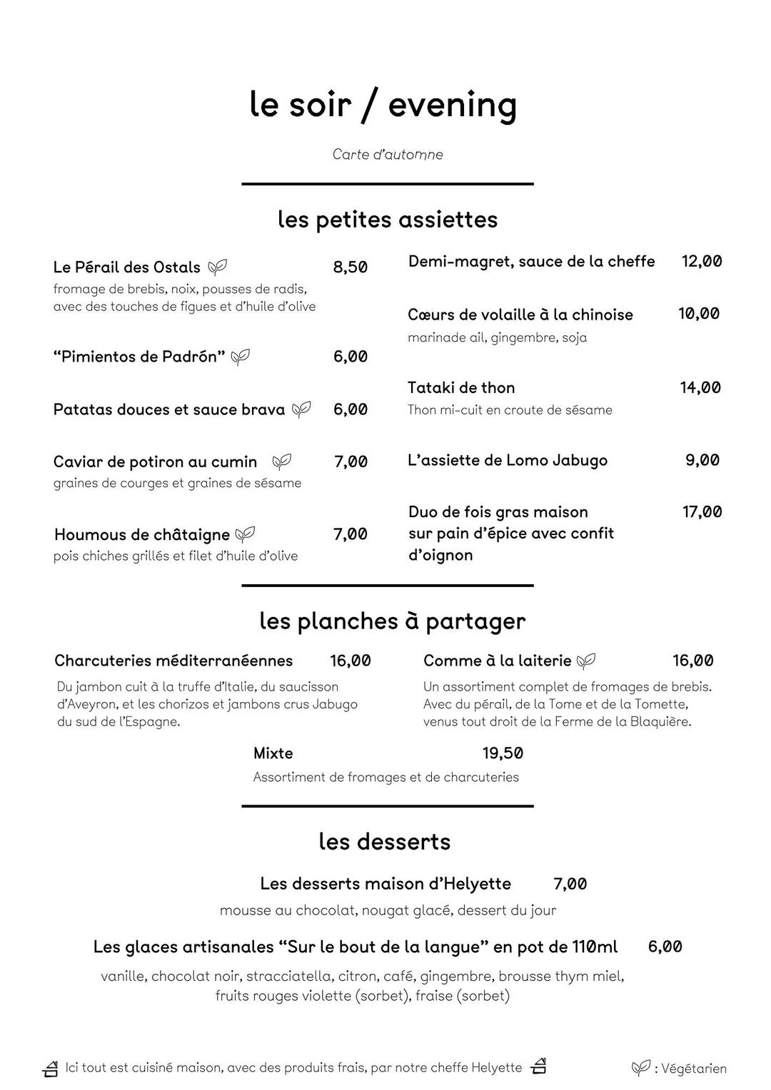 Le menu du déjeuner de la semaine